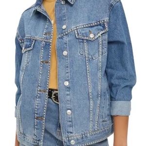 Topshop Studded Blue Jean Long Sleeve Jacket Size 8